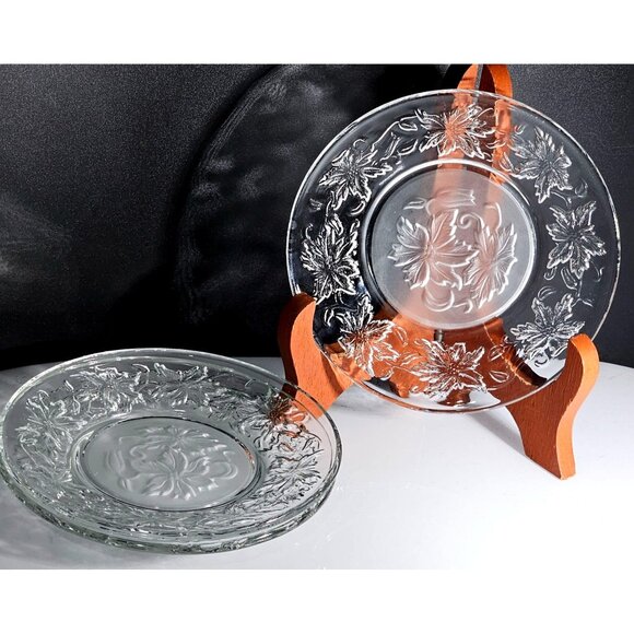 Princess House Fantasia Dessert Plate 6" set-3 bread dish crystal frosted center - Picture 2 of 4